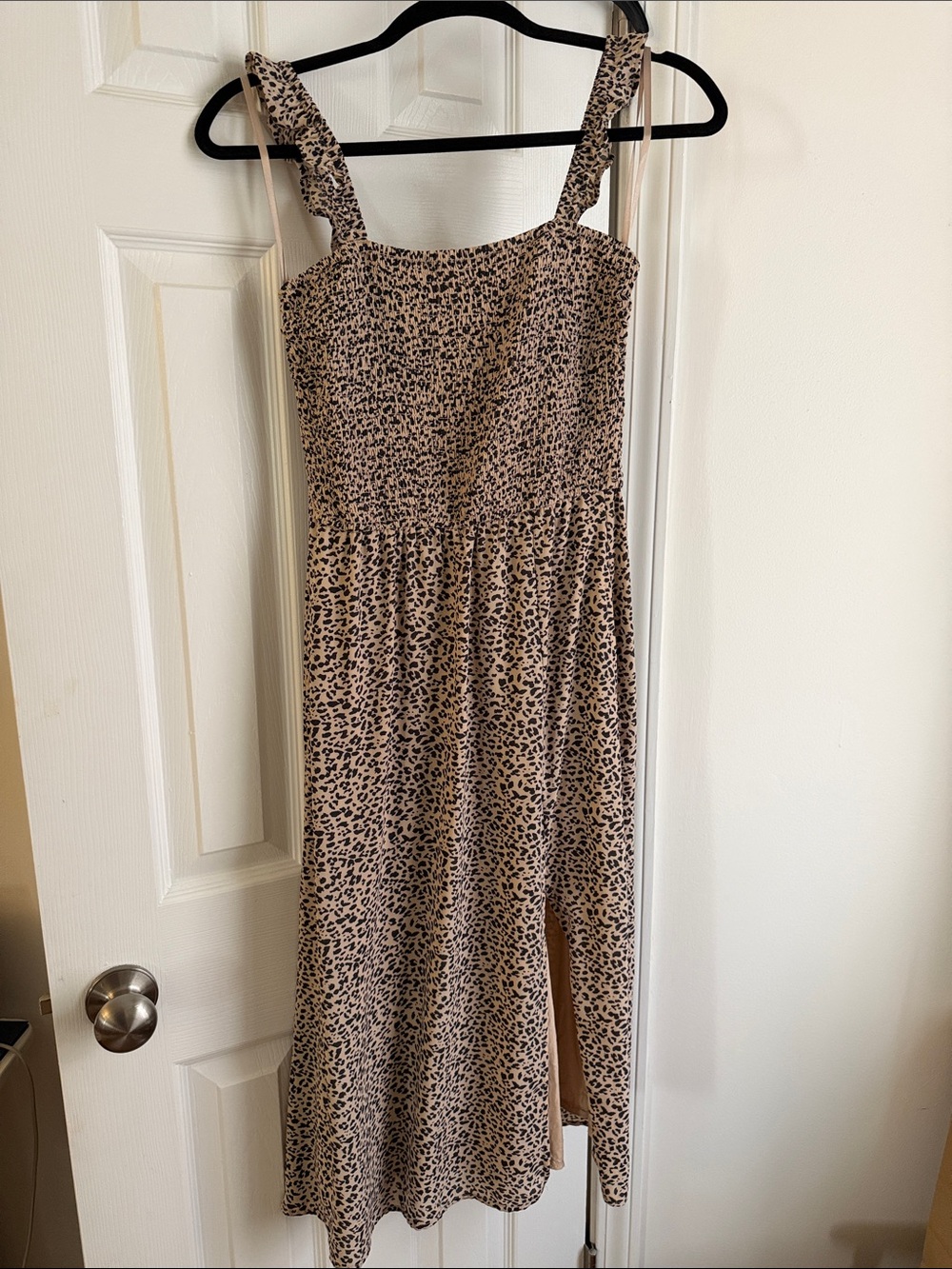 Abercrombie & Fitch Beige Leopard-Print Midi Dress